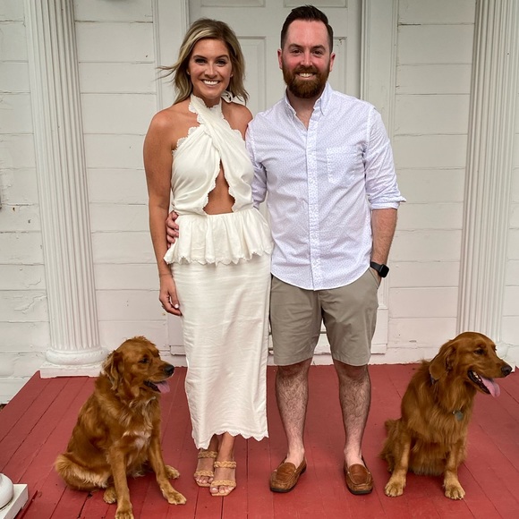 V Chapman Daisy Twist Halter midi dress in ivory, size 4. - Picture 4 of 4